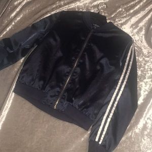 Silk bomber jacket (navy blue)